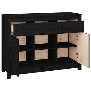 Credenza Nera 100x35x74,5 cm in Legno Massello di Pino