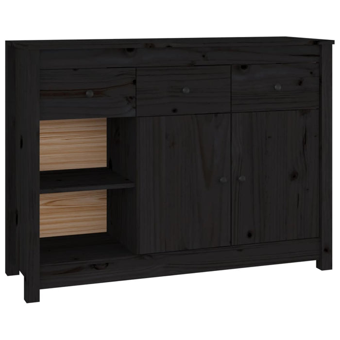 Credenza Nera 100x35x74 cm in Legno Massello di Pino 814558