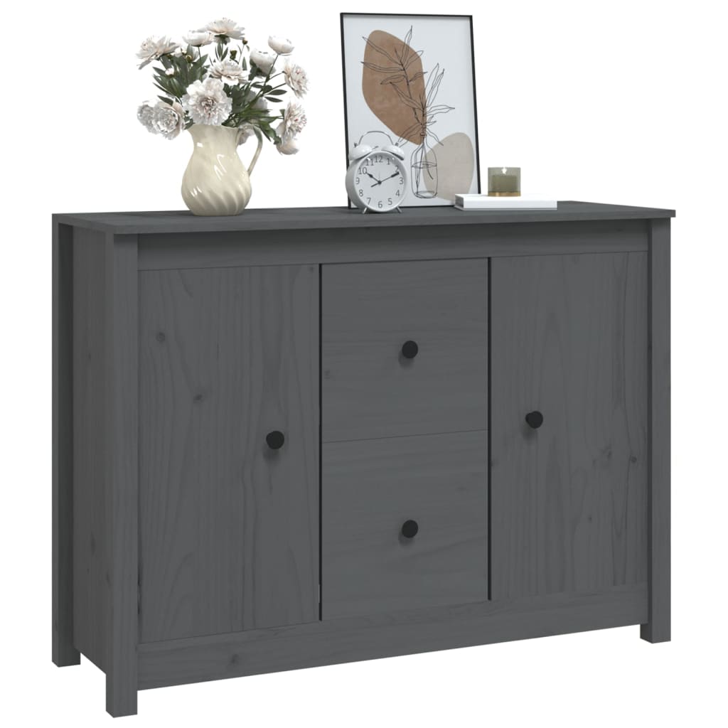 Credenza Grigia 100x35x74 cm in Legno Massello di Pino cod mxl 25109