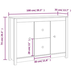 Credenza Grigia 100x35x74 cm in Legno Massello di Pino cod mxl 25109