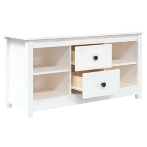 Mobile Porta TV Bianco 103x36,5x52 cm in Legno Massello di Pino cod mxl 18462