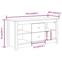 Mobile Porta TV Bianco 103x36,5x52 cm in Legno Massello di Pino cod mxl 18462