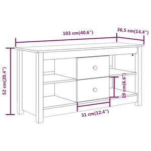 Mobile Porta TV Miele 103x36,5x52 cm in Legno Massello di Pino cod mxl 27396