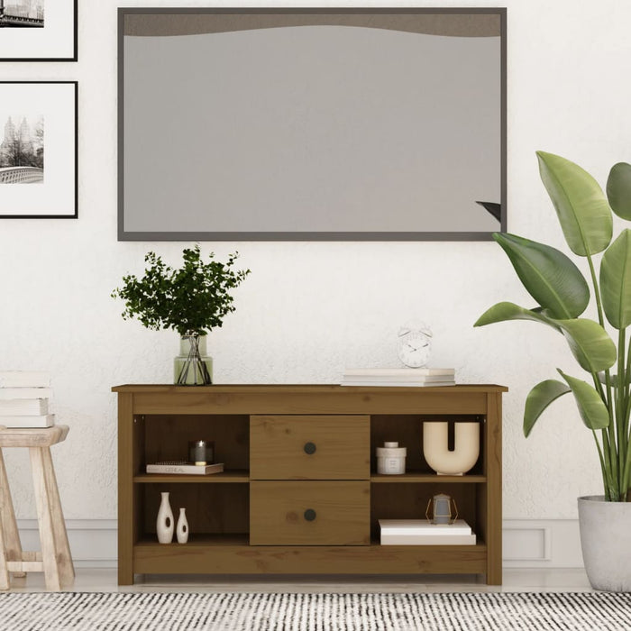 Mobile Porta TV Miele 103x36,5x52 cm in Legno Massello di Pino cod mxl 27396