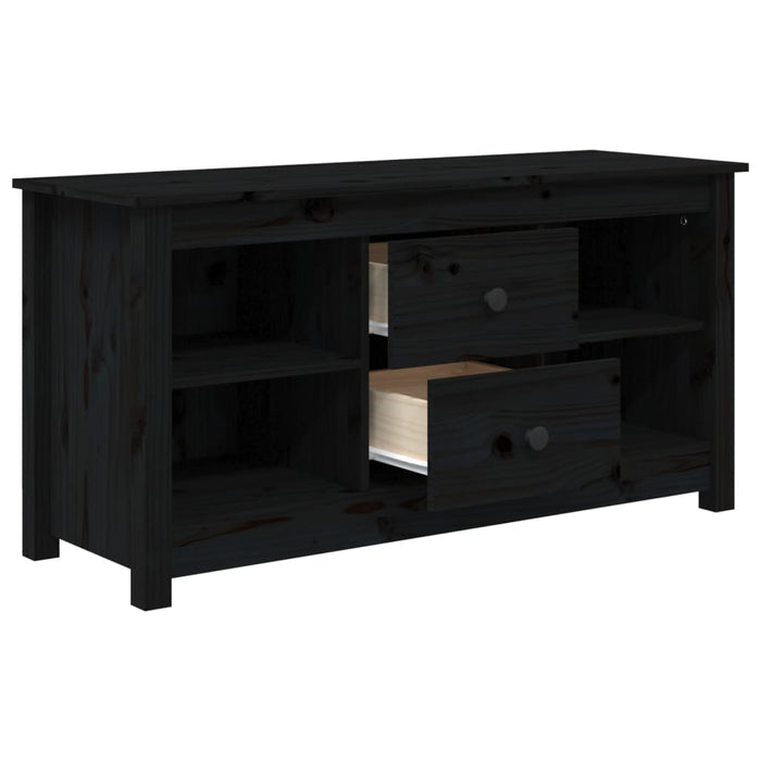 Mobile Porta TV Nero 103x36,5x52 cm in Legno Massello di Pino cod 10720