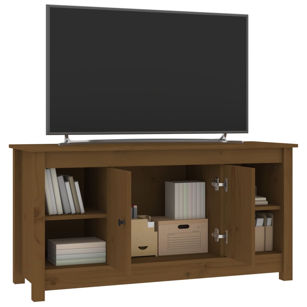 Mobile Porta TV Miele 103x36,5x52 cm in Legno Massello di Pino cod mxl 12934