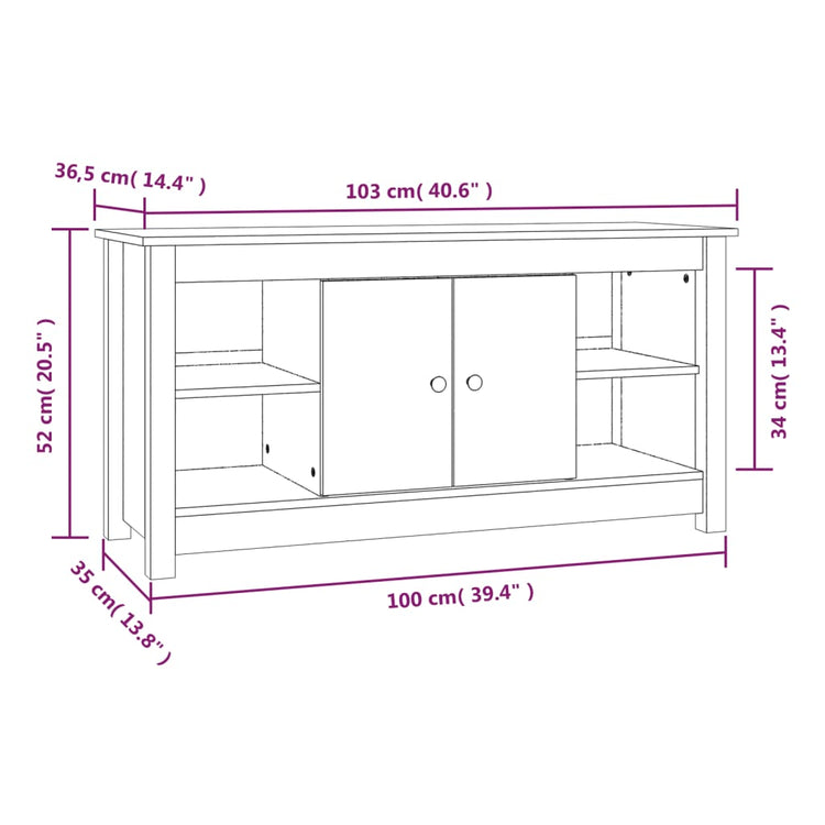 Mobile Porta TV Miele 103x36,5x52 cm in Legno Massello di Pino cod mxl 12934