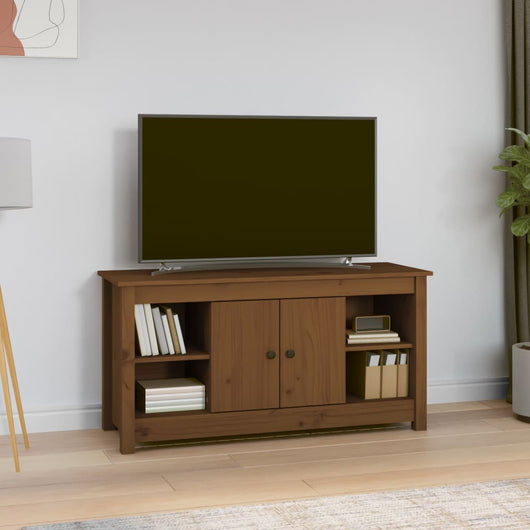 Mobile Porta TV Miele 103x36,5x52 cm in Legno Massello di Pino cod mxl 12934