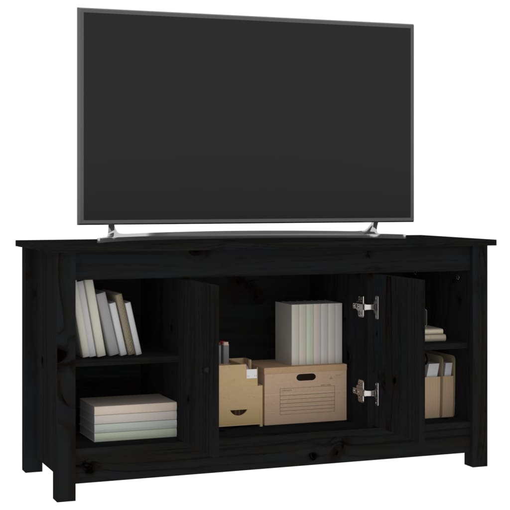 Mobile Porta TV Nero 103x36,5x52 cm in Legno Massello di Pino cod mxl 25711