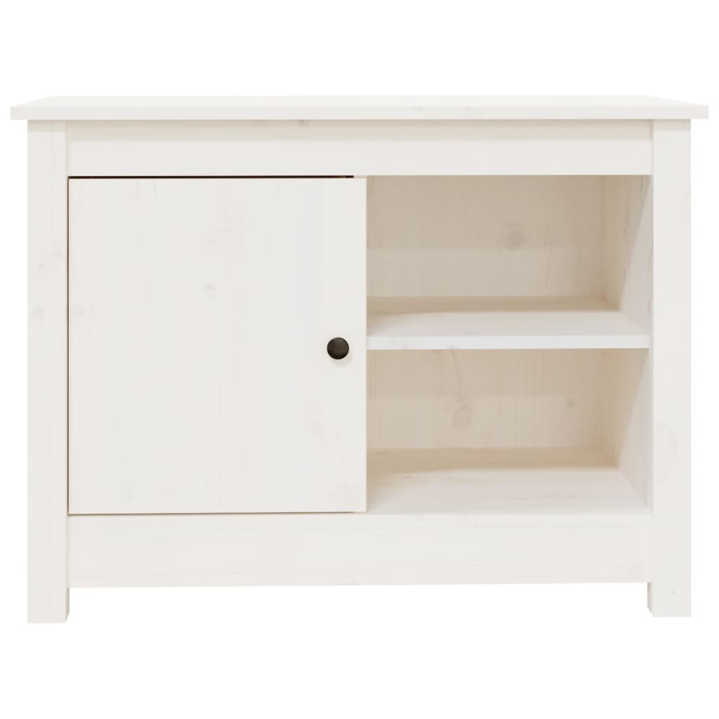 Mobile Porta TV Bianco 70x36,5x52 cm in Legno Massello di Pino 814580