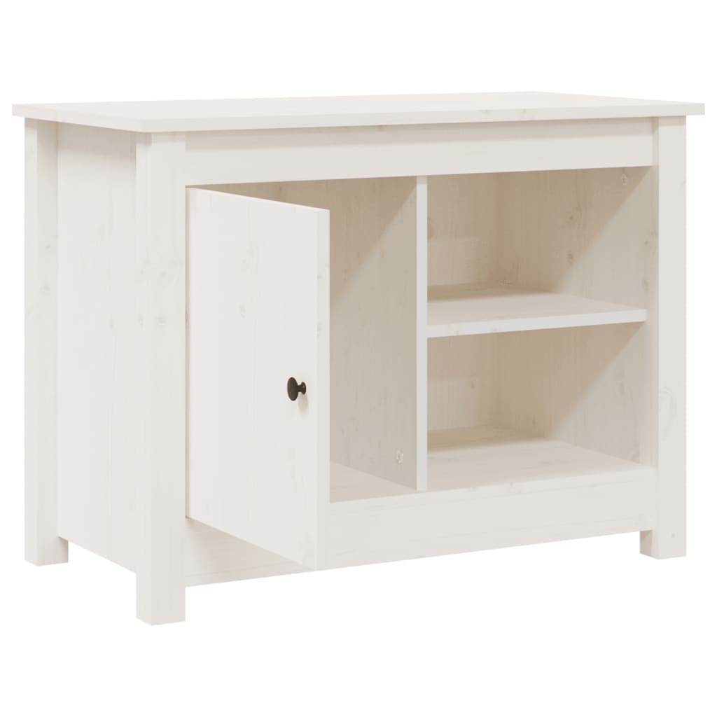 Mobile Porta TV Bianco 70x36,5x52 cm in Legno Massello di Pino 814580