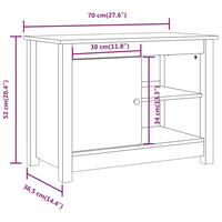 Mobile Porta TV Bianco 70x36,5x52 cm in Legno Massello di Pino 814580