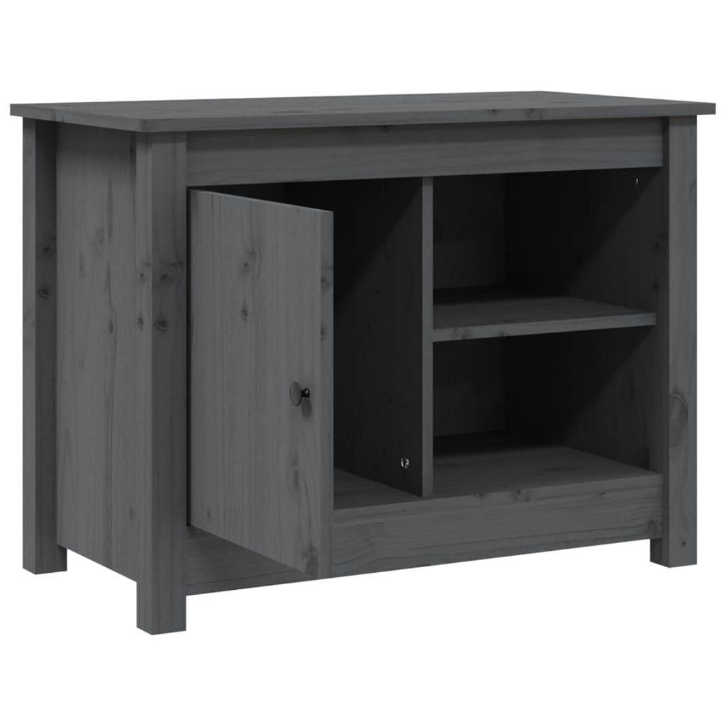 Mobile Porta TV Grigio 70x36,5x52 cm in Legno Massello di Pino