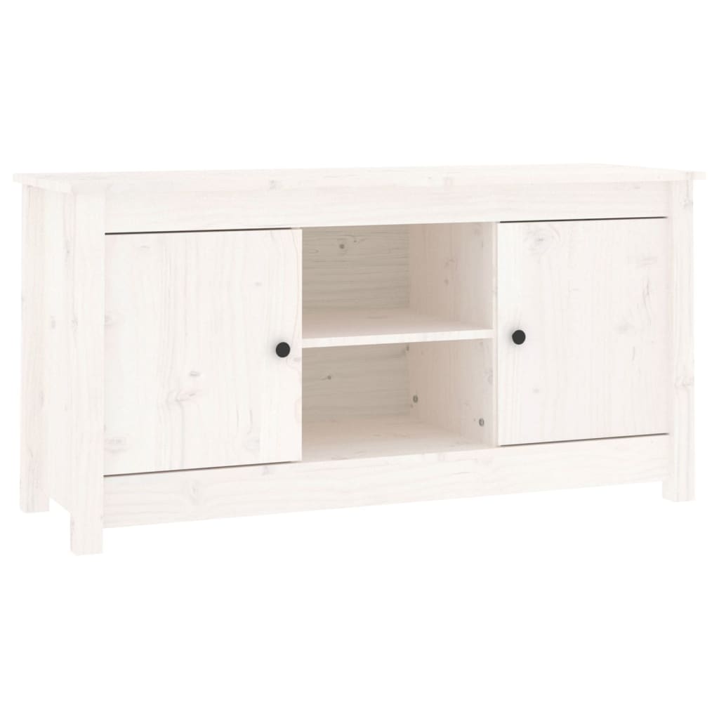 Mobile Porta TV Bianco 103x36,5x52 cm in Legno Massello di Pino 814585