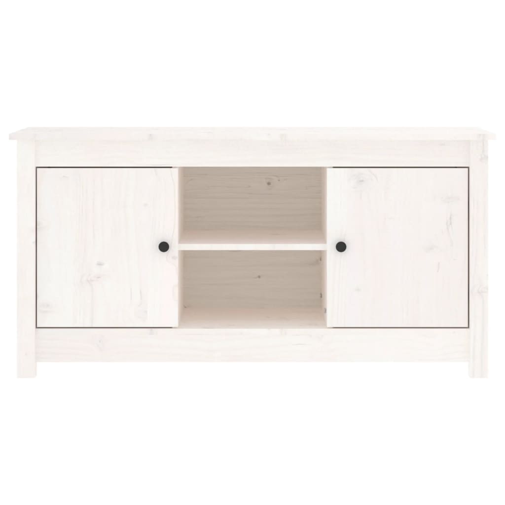 Mobile Porta TV Bianco 103x36,5x52 cm in Legno Massello di Pino 814585