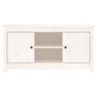 Mobile Porta TV Bianco 103x36,5x52 cm in Legno Massello di Pino 814585