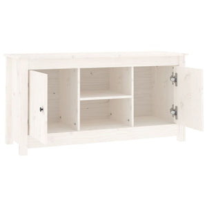 Mobile Porta TV Bianco 103x36,5x52 cm in Legno Massello di Pino 814585