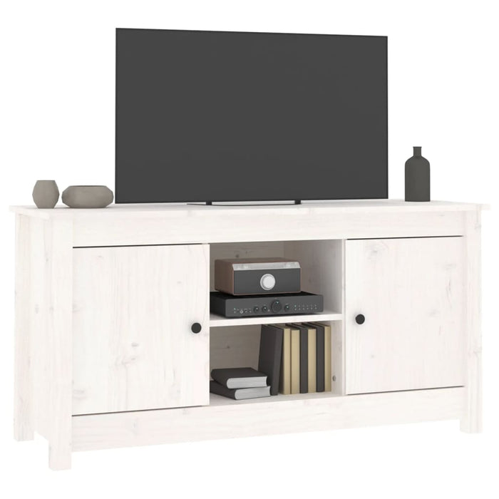 Mobile Porta TV Bianco 103x36,5x52 cm in Legno Massello di Pino 814585