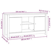 Mobile Porta TV Bianco 103x36,5x52 cm in Legno Massello di Pino 814585