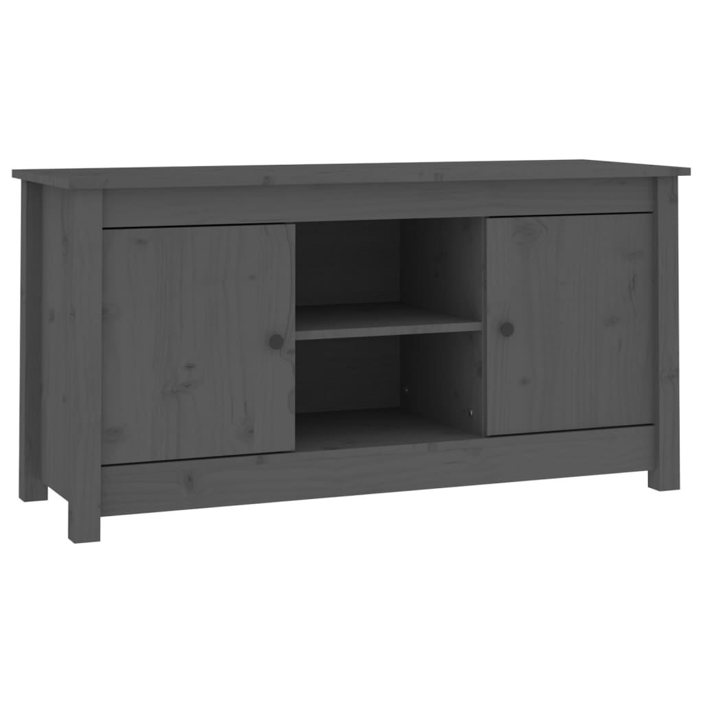 Mobile Porta TV Grigio 103x36,5x52 cm in Legno Massello di Pino 814586