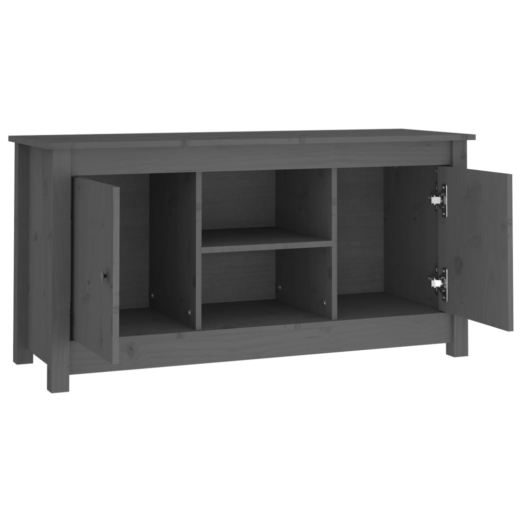 Mobile Porta TV Grigio 103x36,5x52 cm in Legno Massello di Pino 814586