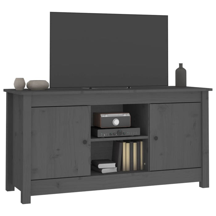 Mobile Porta TV Grigio 103x36,5x52 cm in Legno Massello di Pino 814586