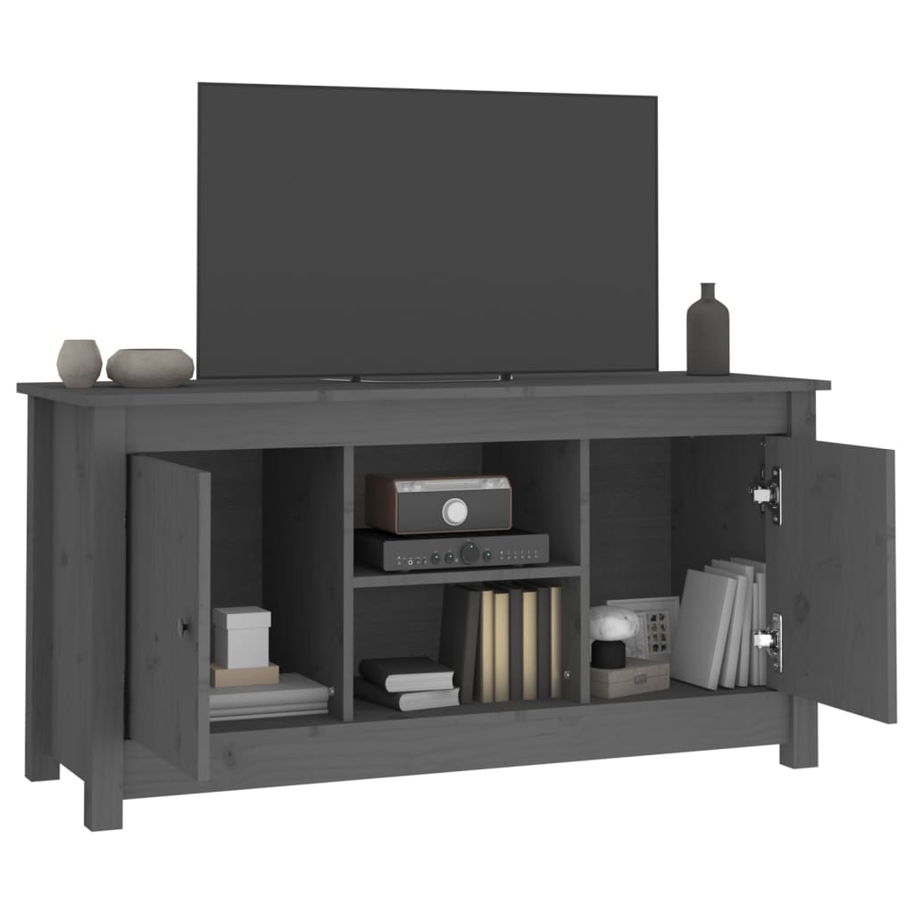 Mobile Porta TV Grigio 103x36,5x52 cm in Legno Massello di Pino 814586