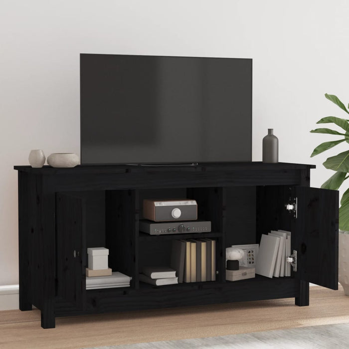 Mobile Porta TV Nero 103x36,5x52 cm in Legno Massello di Pino cod mxl 15574