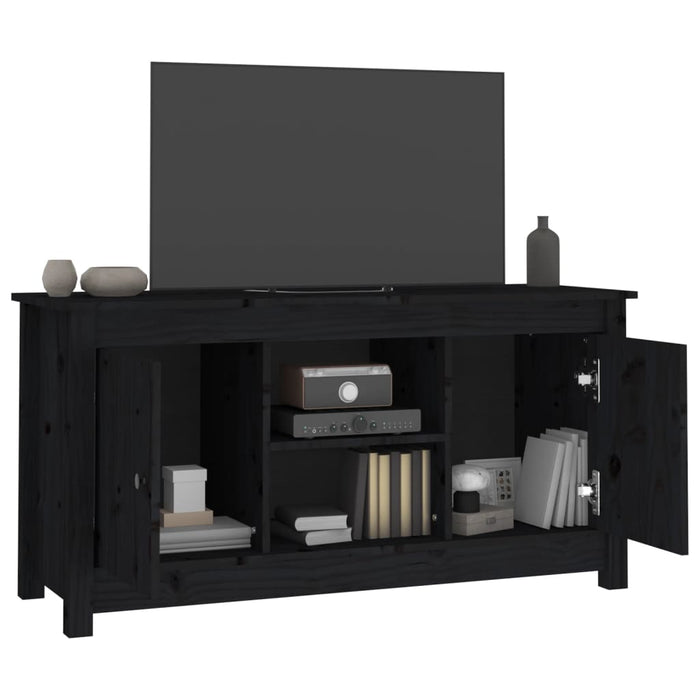 Mobile Porta TV Nero 103x36,5x52 cm in Legno Massello di Pino cod mxl 15574