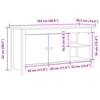 Mobile Porta TV Grigio 103x36,5x52 cm in Legno Massello di Pino 814591