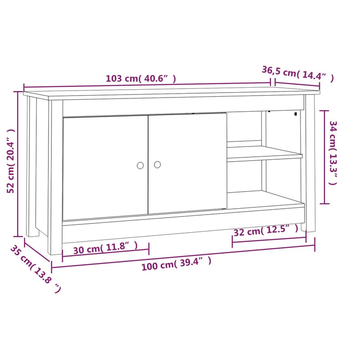 Mobile Porta TV Miele 103x36,5x52 cm in Legno Massello di Pino cod mxl 25710