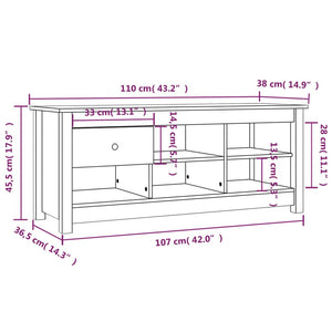 Scarpiera 110x38x45,5 cm in Legno Massello di Pino