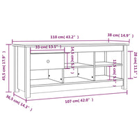 Scarpiera Bianca 110x38x45,5 cm in Legno Massello di Pino 814595