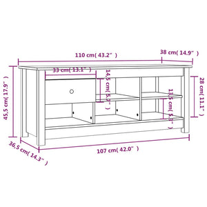 Scarpiera Bianca 110x38x45,5 cm in Legno Massello di Pino 814595