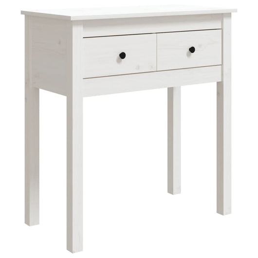 Tavolo Consolle Bianco 70x35x75 cm in Legno Massello di Pino cod mxl 12608