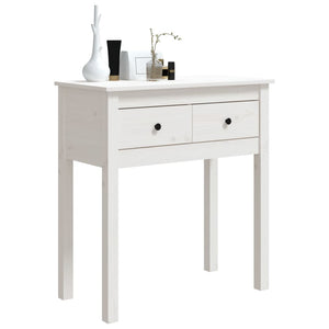 Tavolo Consolle Bianco 70x35x75 cm in Legno Massello di Pino 814610