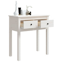 Tavolo Consolle Bianco 70x35x75 cm in Legno Massello di Pino 814610