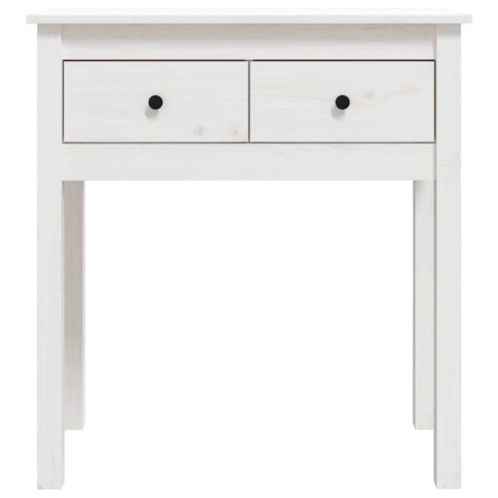 Tavolo Consolle Bianco 70x35x75 cm in Legno Massello di Pino 814610