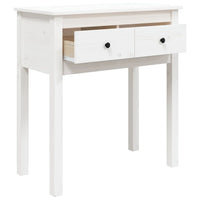 Tavolo Consolle Bianco 70x35x75 cm in Legno Massello di Pino 814610