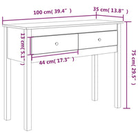 Tavolo Consolle 100x35x75 cm in Legno Massello di Pino cod mxl 29818