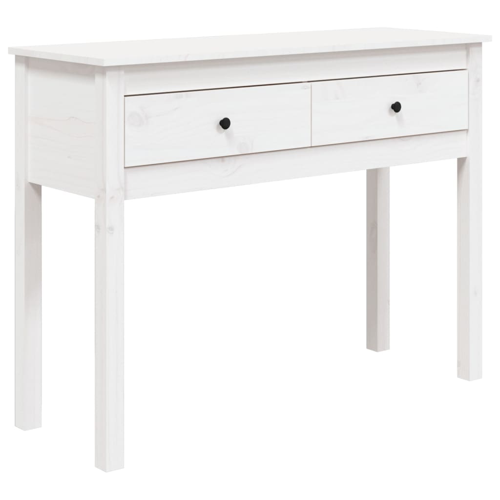 Tavolo Consolle Bianco 100x35x75 cm in Legno Massello di Pino