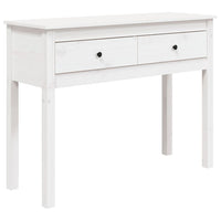 Tavolo Consolle Bianco 100x35x75 cm in Legno Massello di Pino