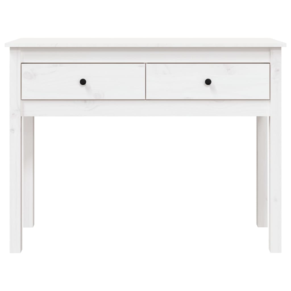 Tavolo Consolle Bianco 100x35x75 cm in Legno Massello di Pino