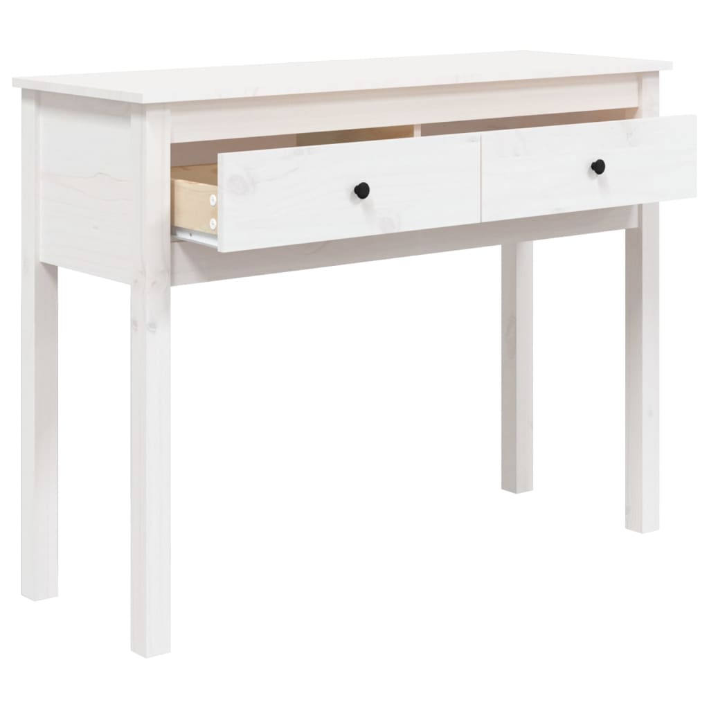 Tavolo Consolle Bianco 100x35x75 cm in Legno Massello di Pino