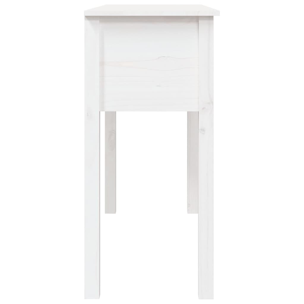 Tavolo Consolle Bianco 100x35x75 cm in Legno Massello di Pino