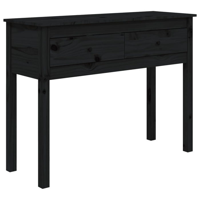 Tavolo Consolle Nero 100x35x75 cm in Legno Massello di Pino 814618