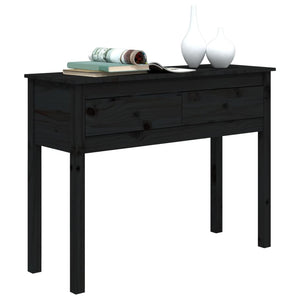 Tavolo Consolle Nero 100x35x75 cm in Legno Massello di Pino 814618