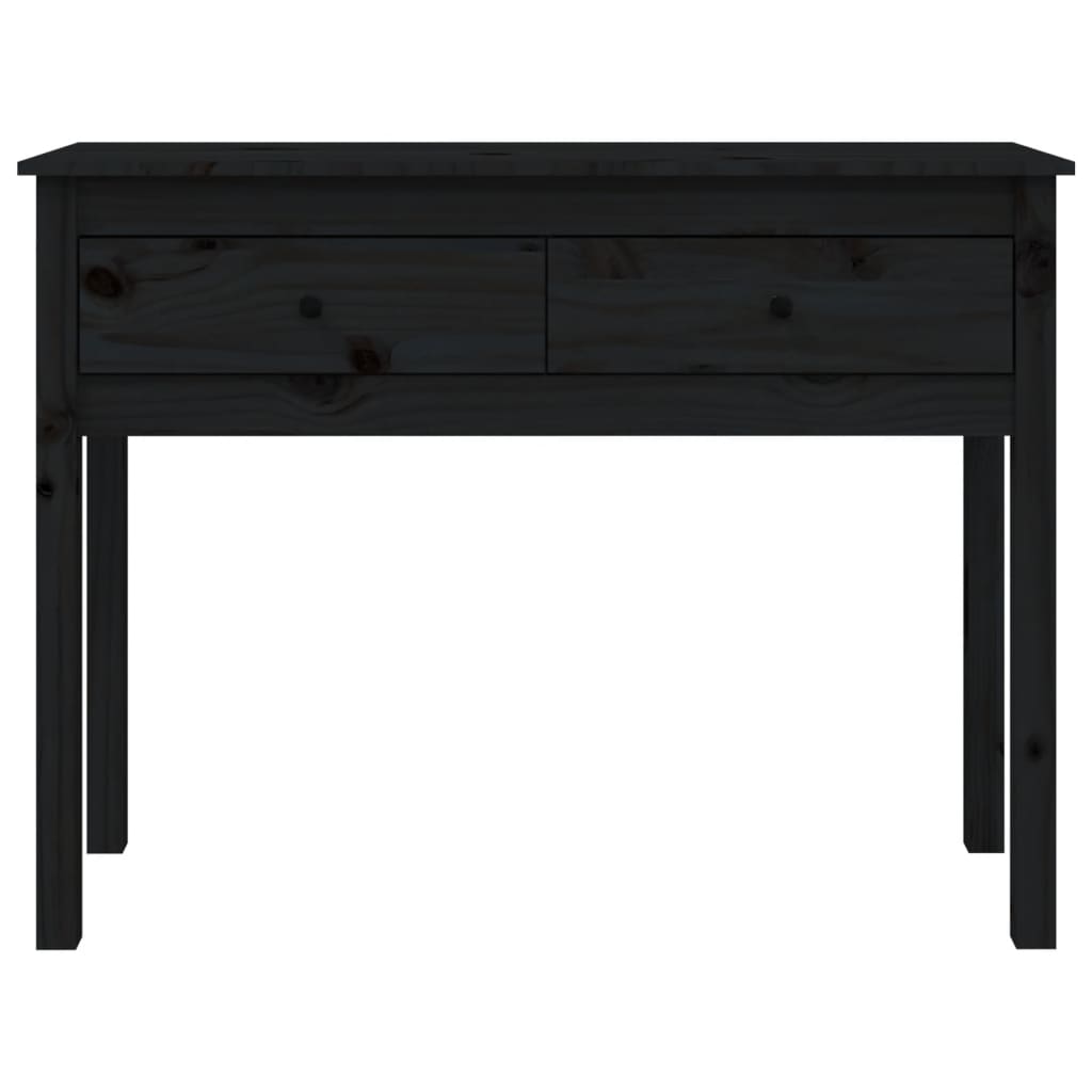 Tavolo Consolle Nero 100x35x75 cm in Legno Massello di Pino 814618