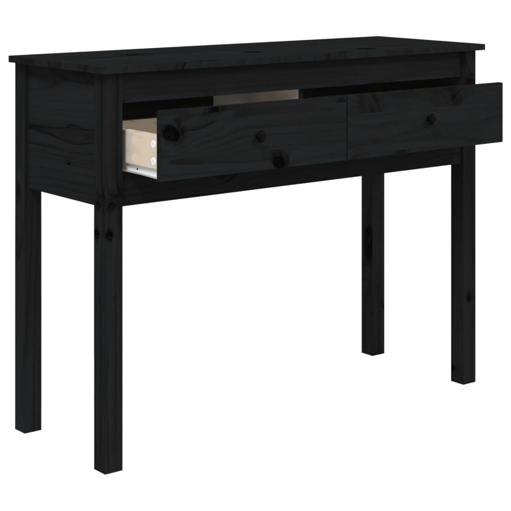 Tavolo Consolle Nero 100x35x75 cm in Legno Massello di Pino 814618