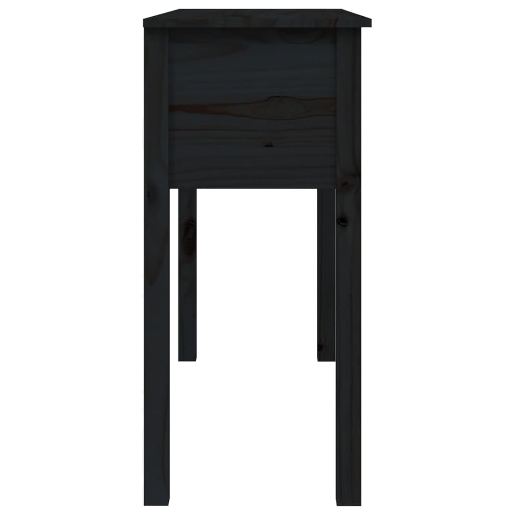 Tavolo Consolle Nero 100x35x75 cm in Legno Massello di Pino 814618